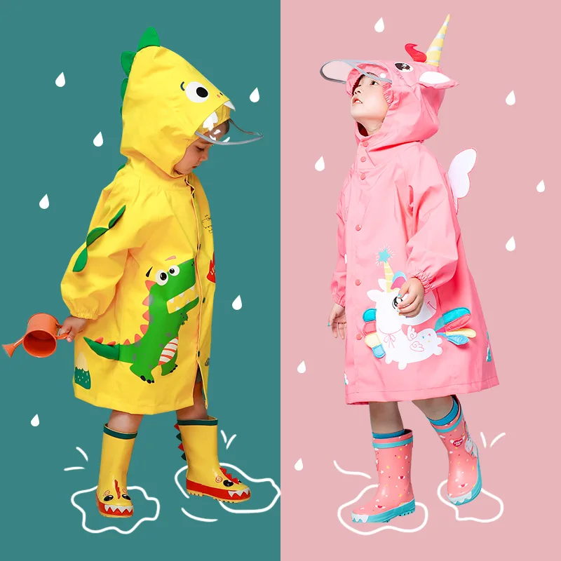 Children's Raincoat Kindergarten Dinosaur Poncho Type Schoolbag Primary School Students' Raingear