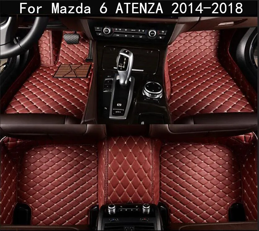 Car 3D Luxury Leather Car Floor Mats Fits For Mazda 6 ATENZA 2014 2015 2016 2017 2018 EMS Free shipping