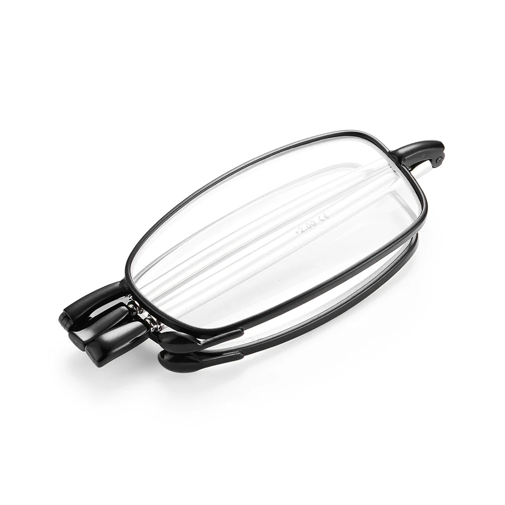 Fashion Alloy Frame Rotation Folding Reading Glasses Presbyopia Eyeglasses Telescopic Legs Includes Glasses Case