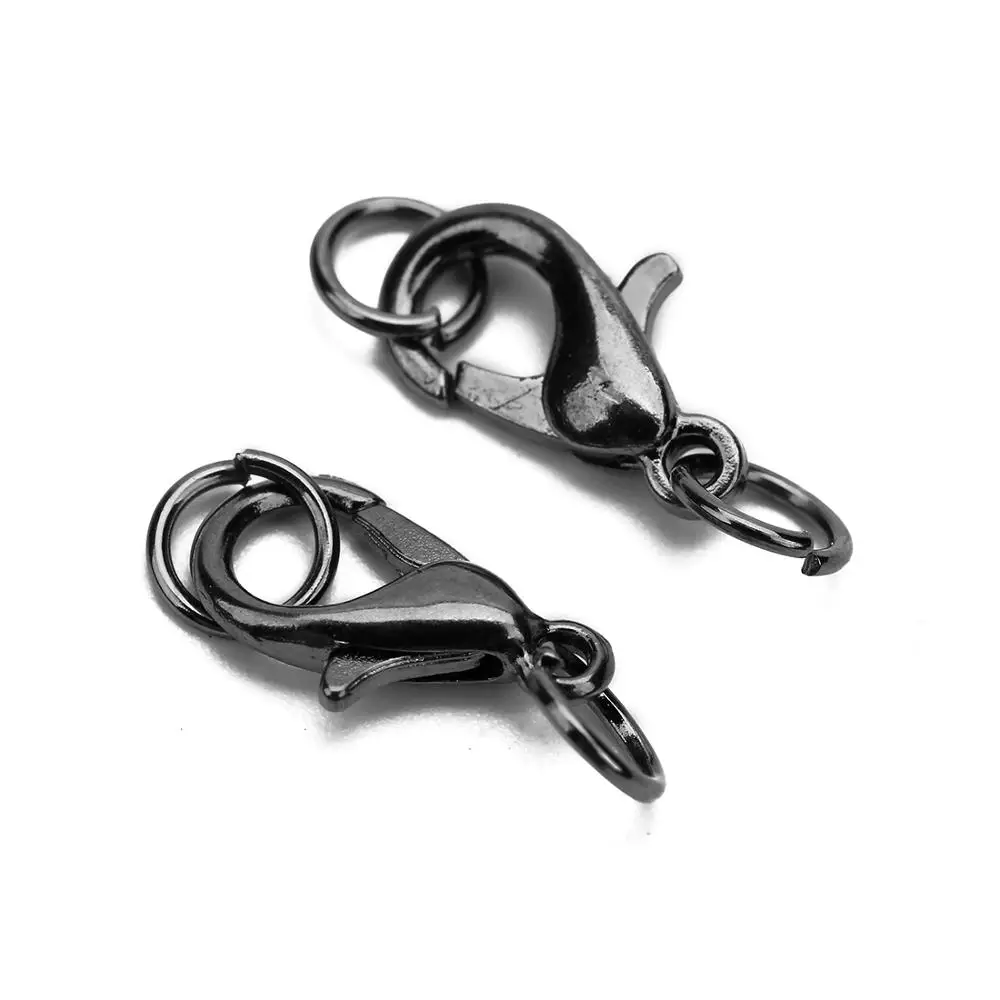 50pcs 10 12 14mm Metal Lobster Clasps Hooks With Jump Rings Gold Color End Clasps Connectors Necklace Findings Jewelry Making