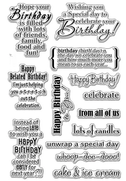 CLEAR STAMP birthday DIY Scrapbook Card album paper craft silicon rubber roller transparent stamps  88