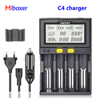 Miboxer C4 V4 LCD Smart Battery Charger Discharger With Car for Li-ion/IMR/INR/ICR/LiFePO4 18650 14500 26650 100-800mah  AA AAA