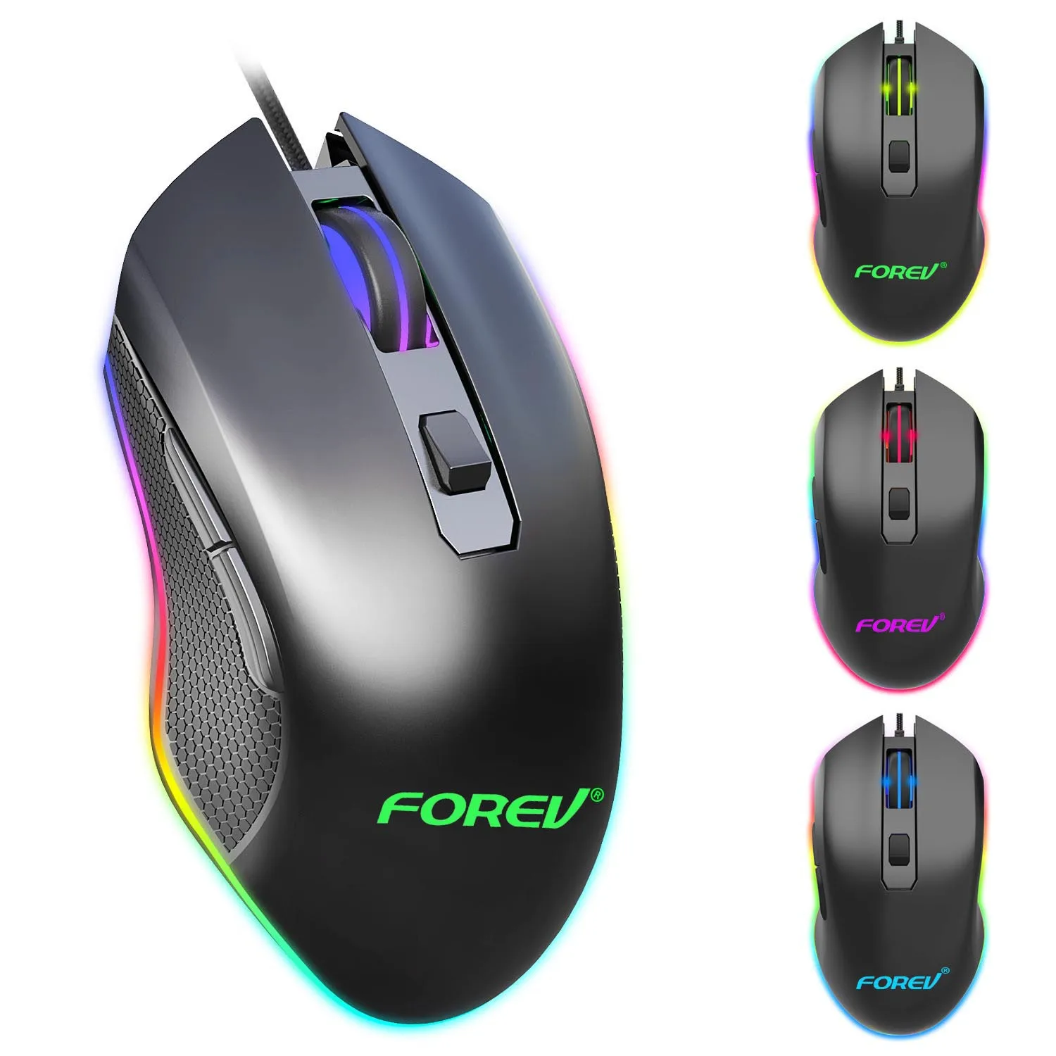 Mouse cablato luminescente e-sports mouse da gioco per computer portatile desktop cablato USB fino a 6400DPI