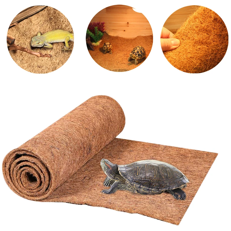 Natural Coconut Palm Fiber Reptile Carpet Lizard Snake Chameleon Turtle Mat Reptile Supplies Flowerpot Decoration Mat