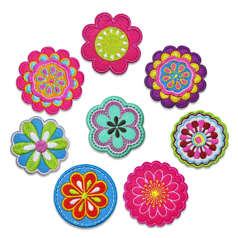 Fine Embroidered Sew Iron On Patches Colorful Mandala Flowers Badges Daisy For Bag Jeans Hat T Shirt DIY Appliques Craft Decor