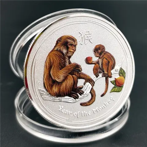 Year Of The Monkey/Horse/Rat/Pig/Dog/Ox Australia Animal Commemorative Coins 1 oz Silver Elizabeth II Coins Souvenirs Gifts