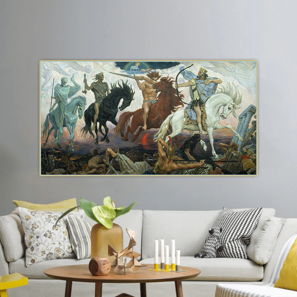 Citon Viktor Vasnetsov《Four Horsemen of the Apocalypse》Canvas Art Oil Painting Artwork Poster Picture Wall Decor Home Decoration