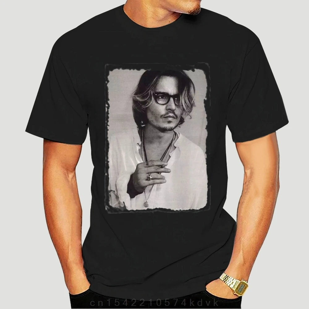 Johnny Depp T-Shirt für Männer schwarz Retro Mode Blogger neu hochwertige Druck 100% Baumwolle ästhetische Kleidung T-Shirts