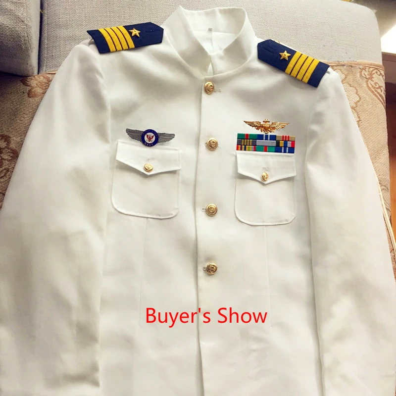 U.SUniform Suit White Dress Wedding Blazer Men\'s Admiral Costumes White Sailor Uniform