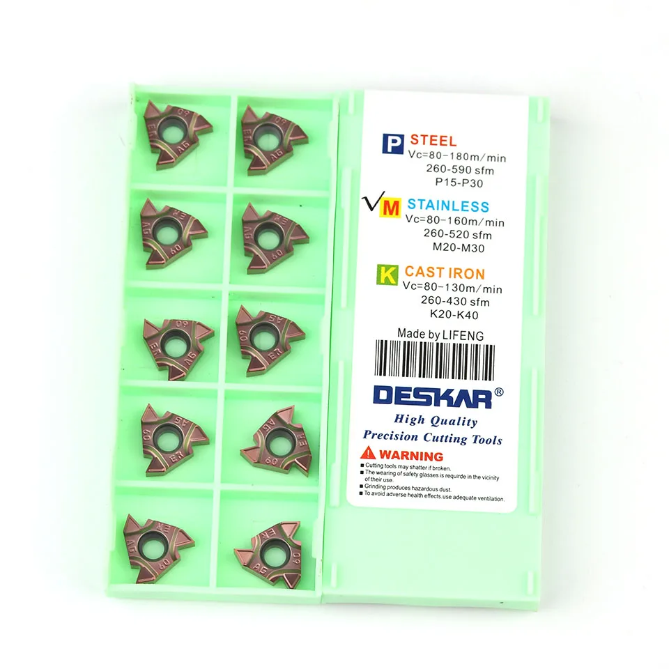Imagem -06 - Deskar-carbide Insert Thread Turning Tool 16erm 1.0iso 1.5iso 2.0iso 2.5iso 3.0iso 11w 14w Ag55 Ag60 Lf6118