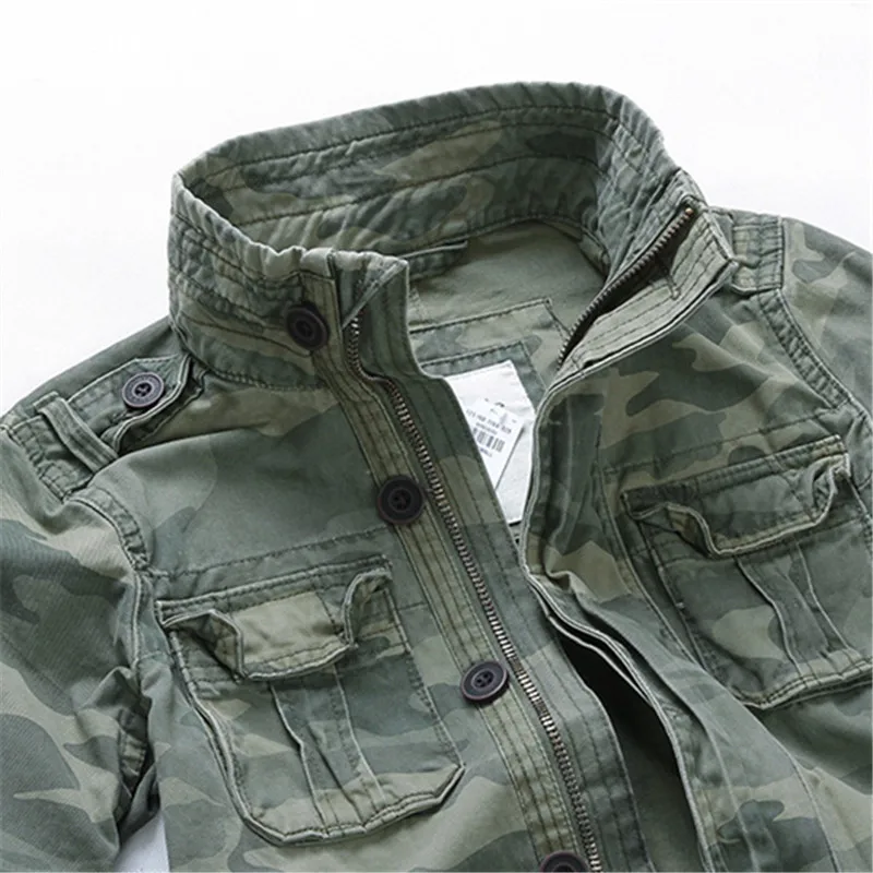 Casual Men Hombre Camo Sportswear Denim Jacket Green Military Camouflage Bomber Coat Male Autumn Vintage Pocket Jeans Outwear