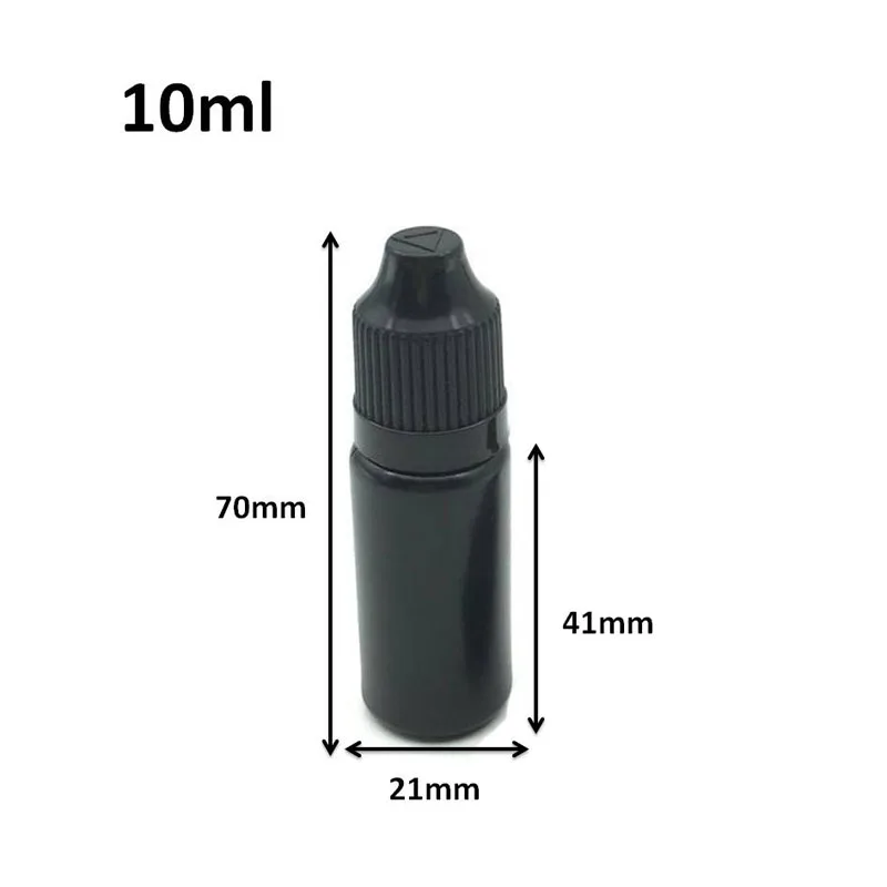 100pcs Black 5ml 10ml 15ml 30ml Empty PE Dropper Bottle Soft Plastic Bottles With Childproof Cap For Liquid Vial