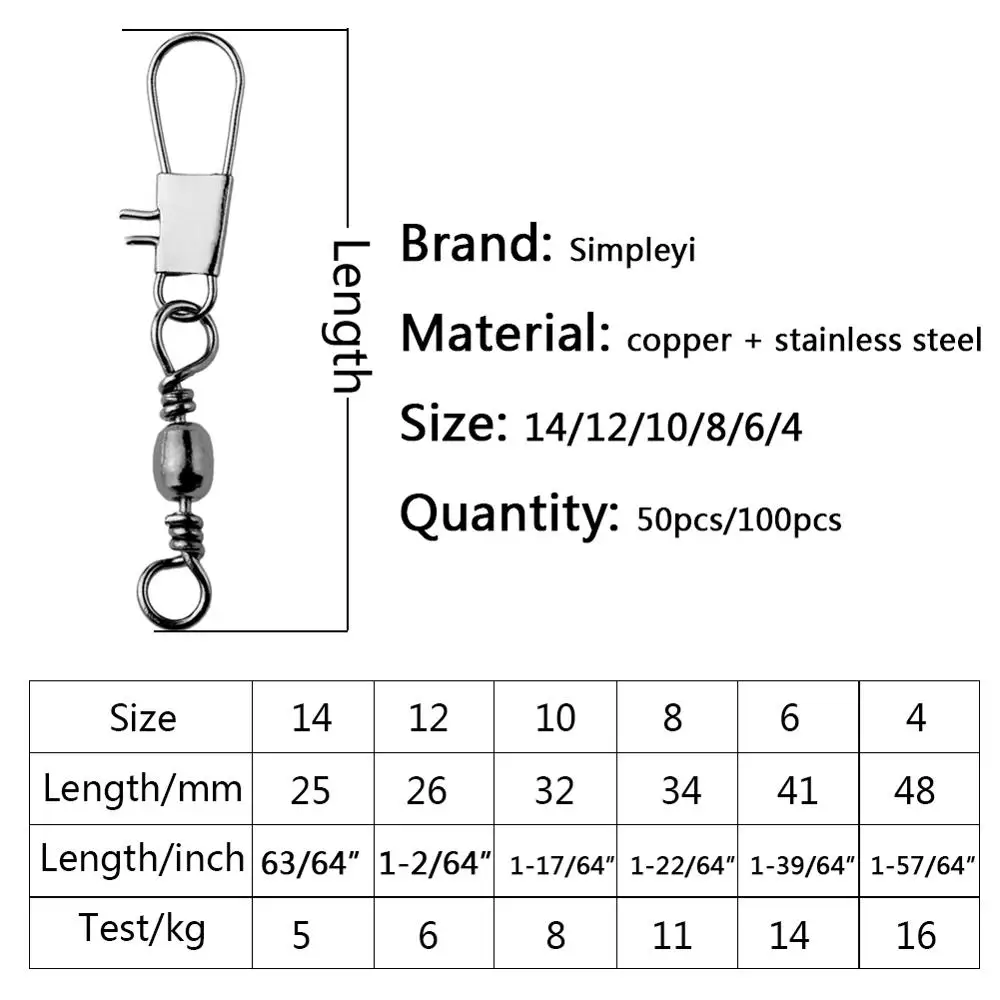 Вертлюги рыболовные из нержавеющей стали, 50/100 шт./кор.