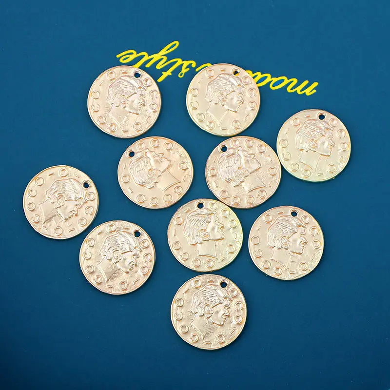 

Gold Color Vintage Round Portrait Coin Ethnic Charms 10Pcs/lot Accessories For DIY Jewelry Making Bracelets Necklace Supplies