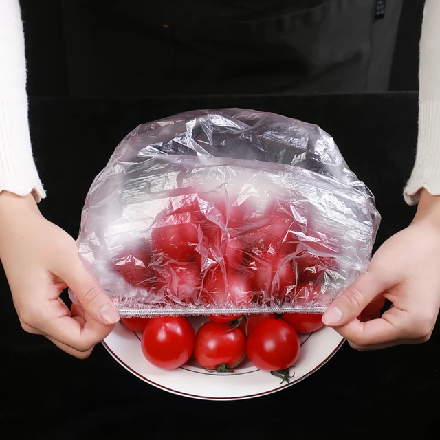100-częściowa plastikowa osłona na żywność Elastyczne pokrywki na miskę Kuchenna owijka na świeżość Plastikowe nakrętki Naczynia kuchenne Kuchnia
