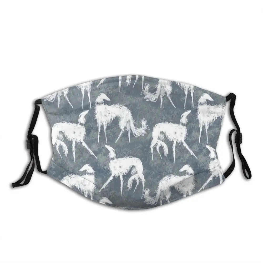 

White Borsois Funny Print Reusable Pm2.5 Filter Face Mask Galgo Greyhound Sighthound Dog Animal Lobitos Whippet Magyar Agar