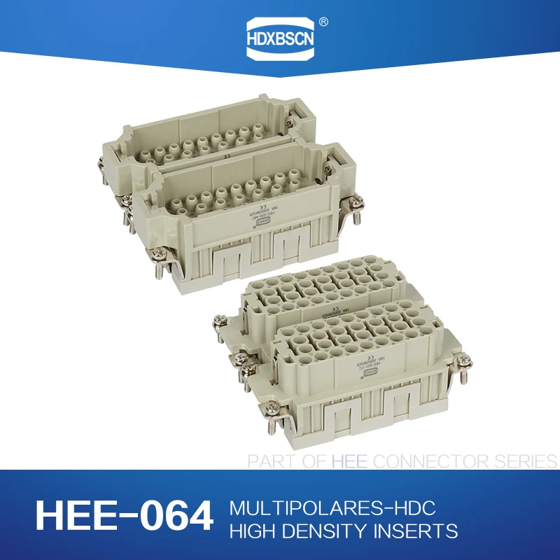 HDXBSCN Heavy Duty Connectors HDC-HEE-064-MC MALE INSERT 64pin 16A 500V Industrial rectangular  connector plug