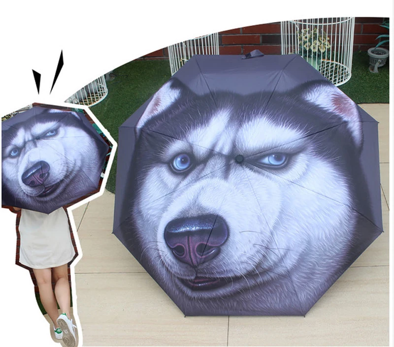 Cute Cat Dog Head Printing Umbrella Women Anti-uv Parosal Waterproof Men Umbrellas Creative Cool Cat paraguas Gift Dropship