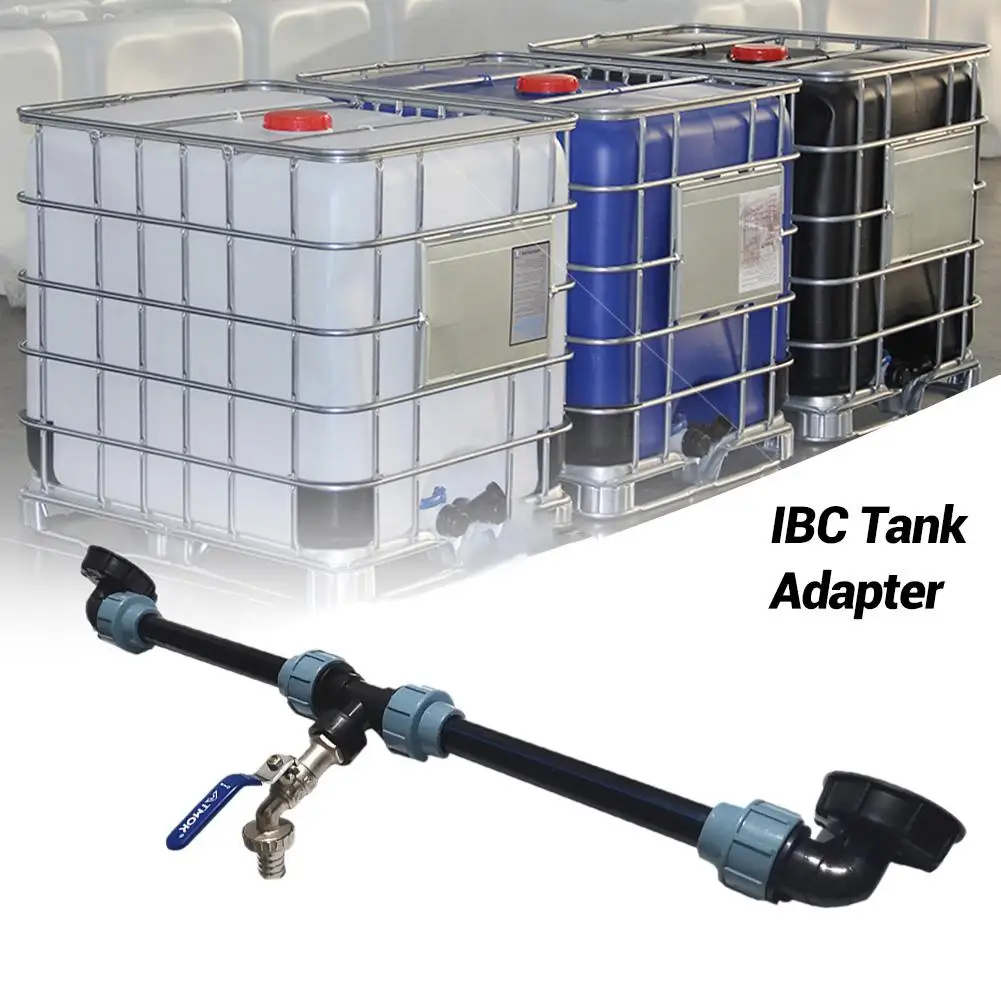 IBC Tank Tap Adapter Polyethylene IBC Tank Thread Faucet With 1 Tube And 2 Curved Connectors Drain Adapter  Garden Tool