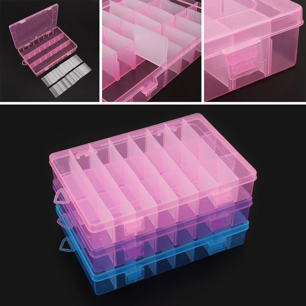 

5 Colors 24 Grid PP Removable Multipurpose Organizer Container Storage Box Fit for Household Daily / Cosmetic / Jewelry