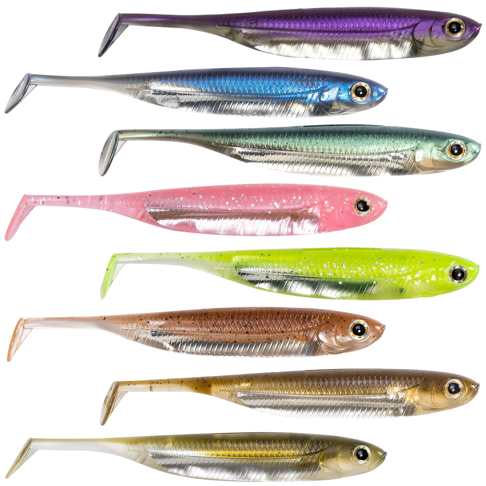 Dr.Fish 5/6pcs Fishing Soft Plastic Lures Silicone Bait Paddle Tail Shad Worm Swimbaits Freshwater Bass Trout 70mm 80mm 100mm