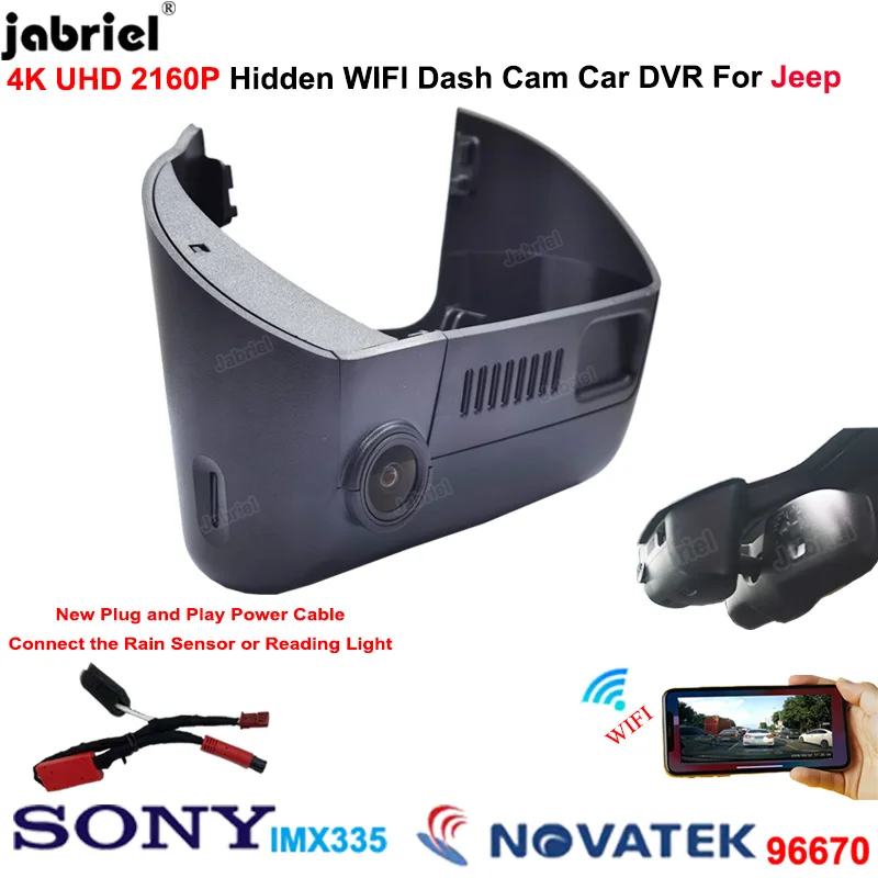 

4K Dash Cam 2160P Car DVR Recorder for Jeep Cherokee 2021 2020 2019 2018 2017 2016 2015 2014 for Jeep Dodge for Jeep Chrysler