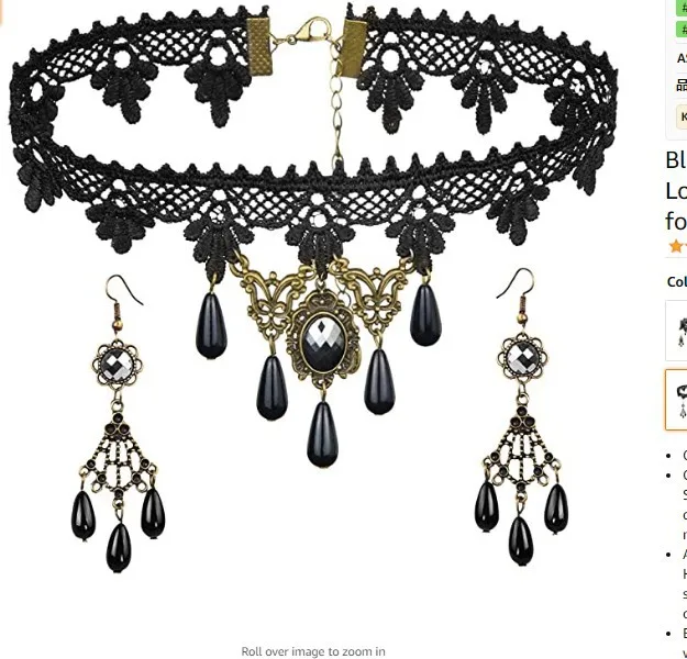 Handmade Exaggerated Jewelry Set Gothic Jewelry Black Lace Necklace & Earring Women Accessories Party Jewelry