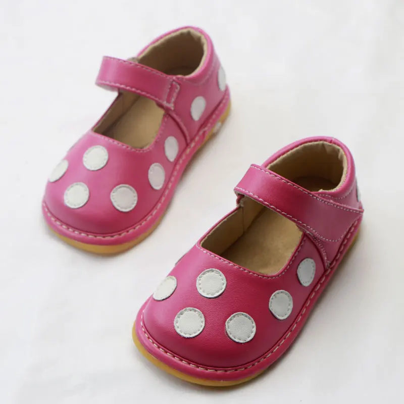 Girls Sandals with Sounds Kids Leather Shoes Children Polka Dot Sneakers Princess Dance Shoes 1-3 Years Baby Squeaker Toddler