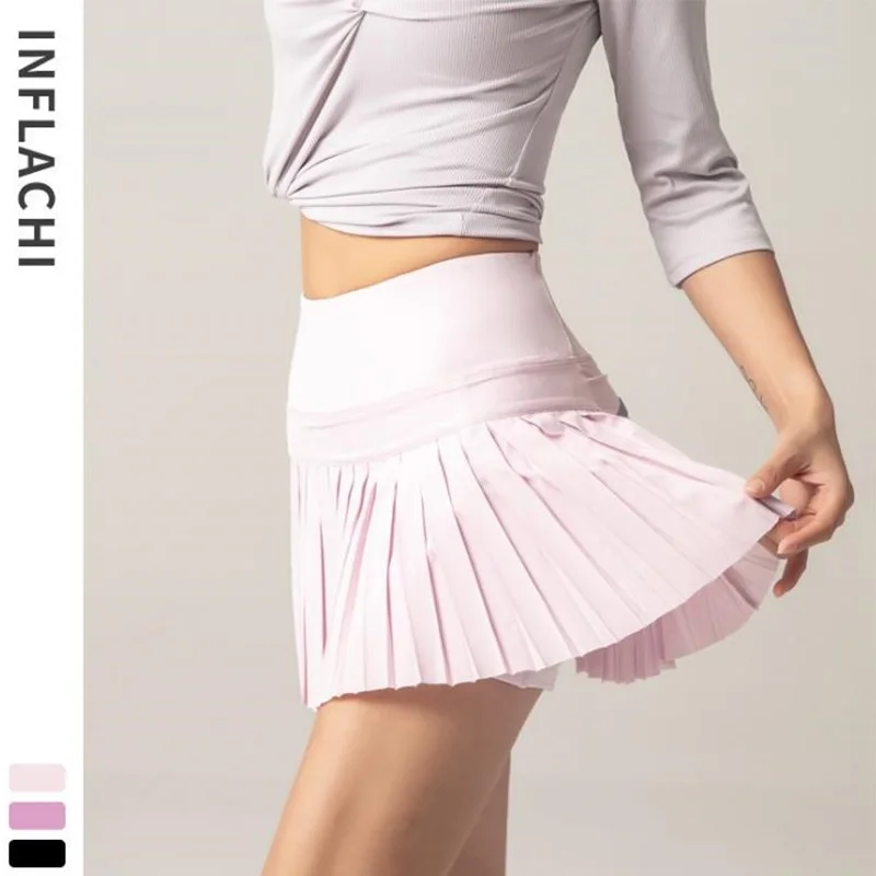 Tennis Skirts Women Golf Pleated Pantskirt Sports Fitness Shorts Pocket High Waist Yoga Running Shorts Skirt Gym Clothing