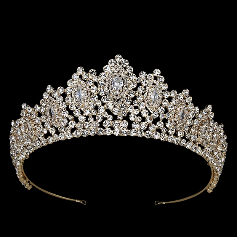 Hadiyana New AAA Rhinestone Crowns Vintage Style Big Zircon Shape Wedding Accessories Bridal Hair Tiaras Party BC3707