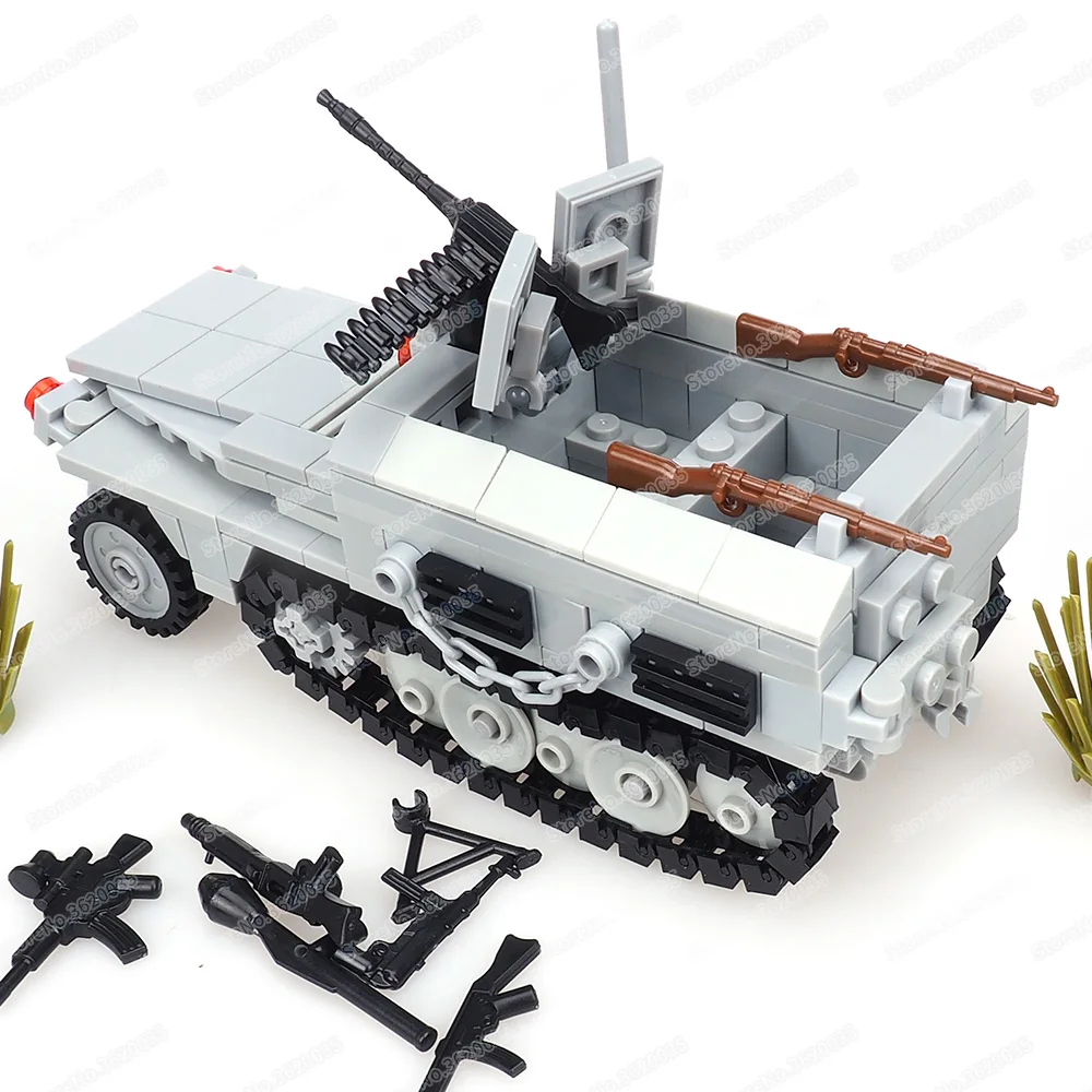 Military German Army Armed Armored Car Building Block Assembly WW2 Figures Weapons Defense Model Child Christmas Gifts Boy Toys