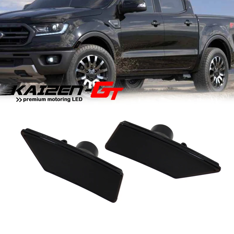 

2PCS ABS Smoked Lens Car Front Fender Side Marker Light Cover Housings For 2019-2021 Ford Ranger XL/ XLT/ Lariat, No Bulb/Socket