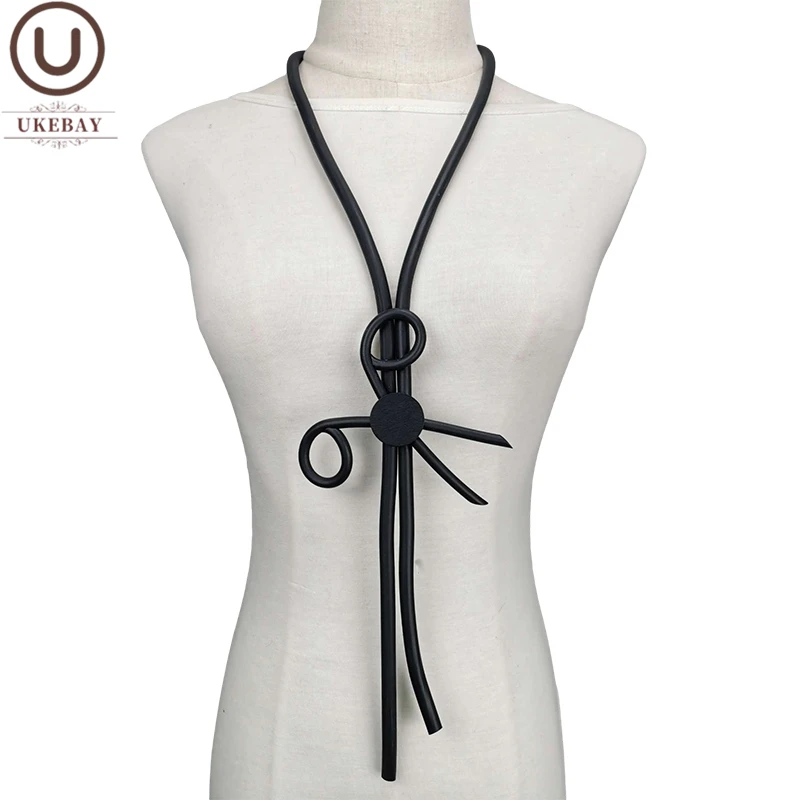 

UKEBAY New Strange Design Scissors Pendant Necklace Women Long Chain Rubber Statement Jewelry Match Clothes Sweater Necklaces