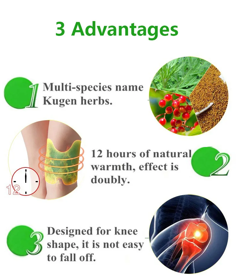 12pcs/Bag New Knee Plaster Sticker Wormwood Extract Knee Joint Ache Pain Relieving Paster Rheumatoid Arthritis Body Patch