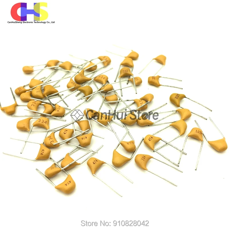 100pcs Multilayer ceramic capacitor 50V (100~106) 10pF~10uF 102 103 104 105 39 820pF 1 22 33 47 56 68 100 nF 0.01 0.1 uF P5.08mm