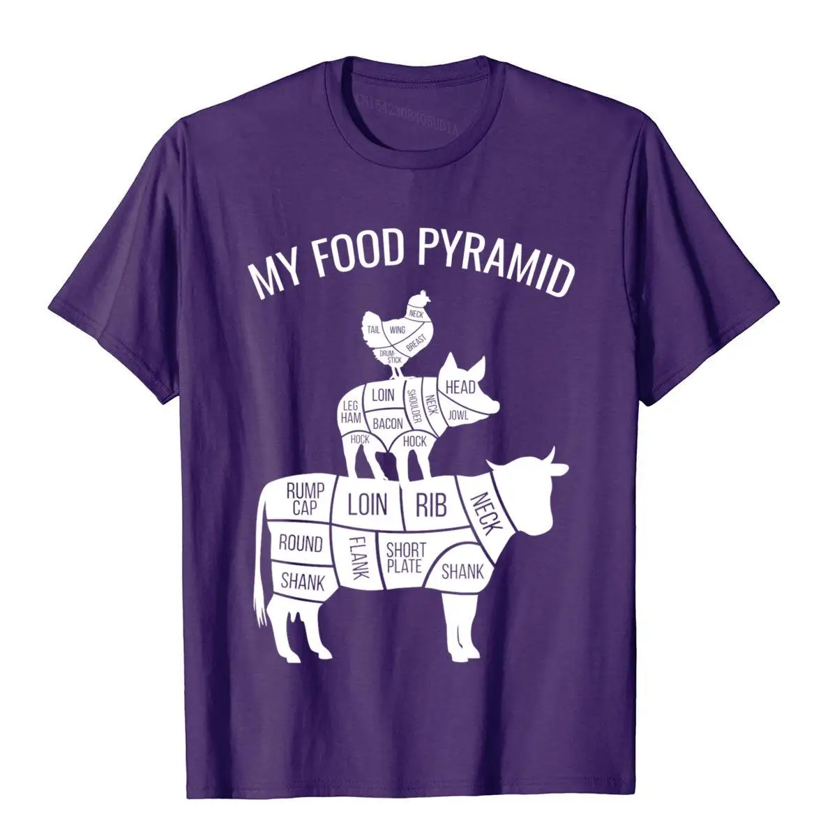 Moja piramida żywieniowa zabawna koszulka z motywem krowy świni kurczaka klasyczna letnia bawełniana koszulka męska Camisa