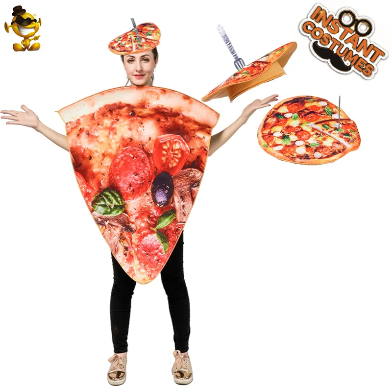 Pizza Costume Adult Cosplay Costumes Food Pizza for Women Adult Couple Halloween Costumes with Headpiece