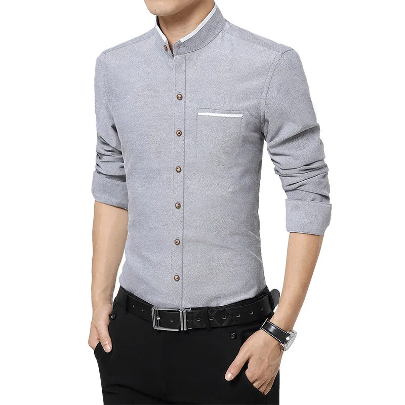 Chemise formelle à manches longues pour hommes, chemise d\'affaires décontractée, chemise de bureau mince, chemise habillée en coton pour hommes,