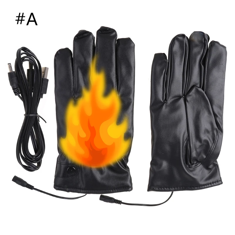 PU Leather Motorcycle Electric Heating Gloves wtih Touch Screen Sensor Man Gloves Winter Skiing Gloves