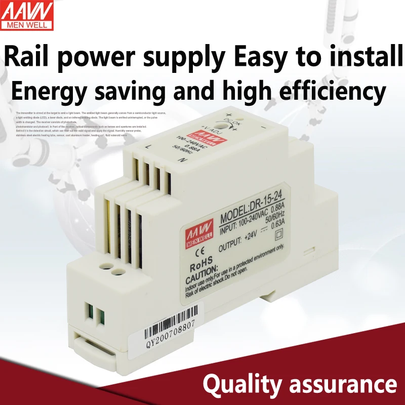 DR-15W  5V 12V 24V 1.25A years high quality global certificates single output din rail power