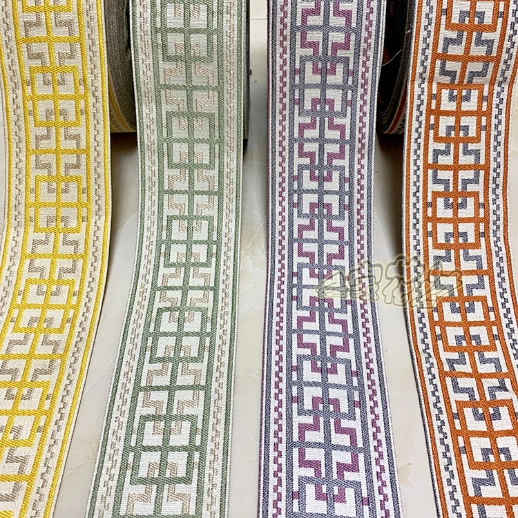 55Yards 9cm Embroidery Lace Woven Jacquard Ribbon Trims Pattern For Curtain Sofa Clothing Straps Accessory DIY Sewing Fabric