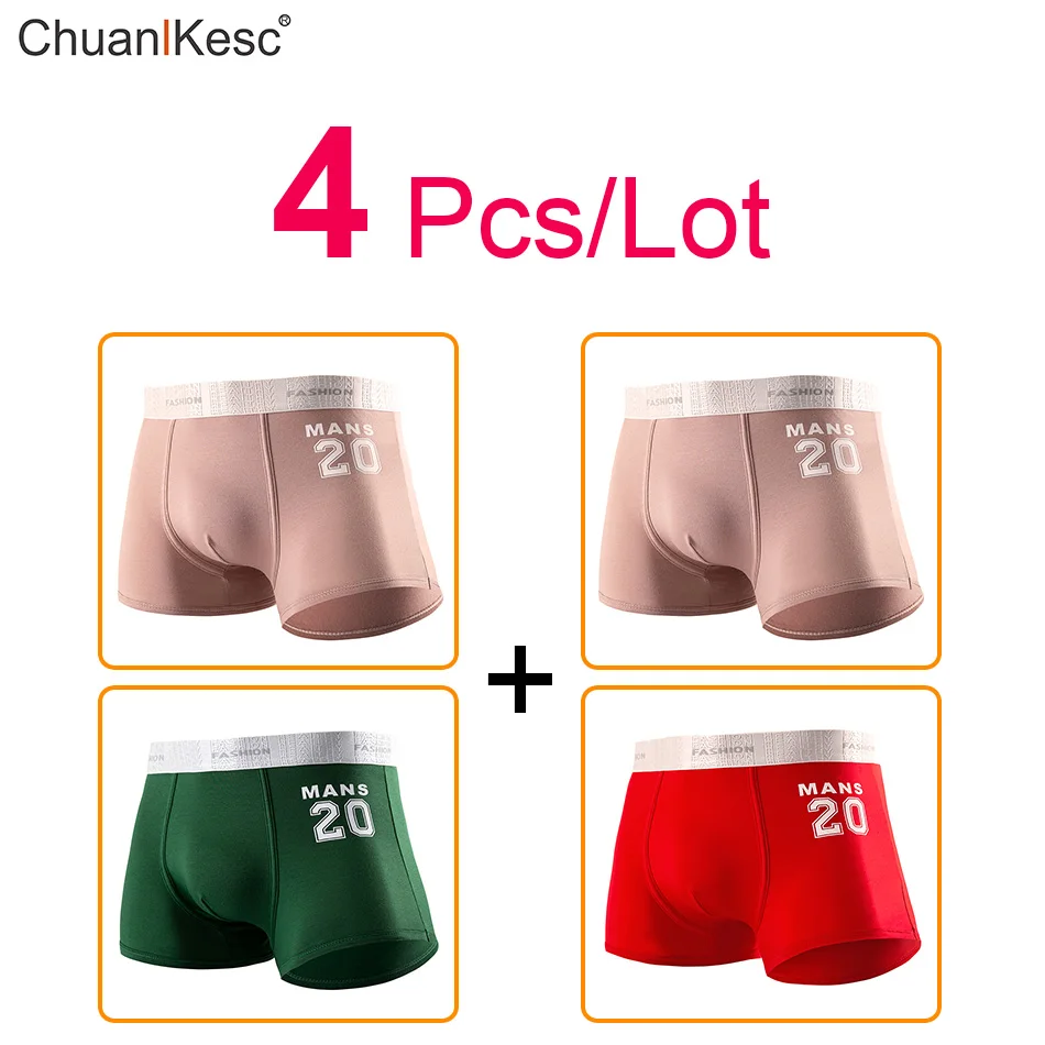 4 pcs/lot New Men's Boxers Comfortable Cotton Personalized Sports Digital Underwear Running Exercise Fitness Breathable Shorts