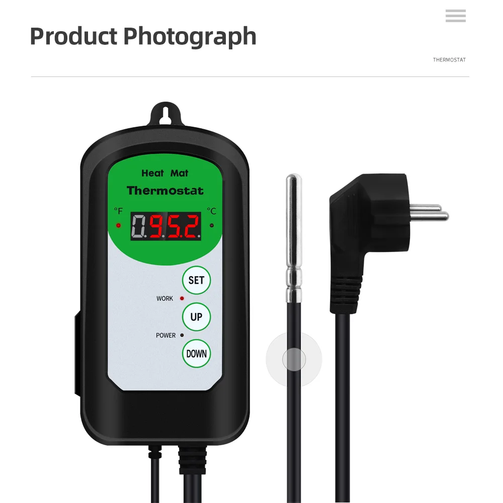 Cyfrowy mata grzewcza termostat 1000W regulator temperatury dla rośliny hydroponiczne kiełkowanie nasion gady warzenia artykuły dla zwierząt