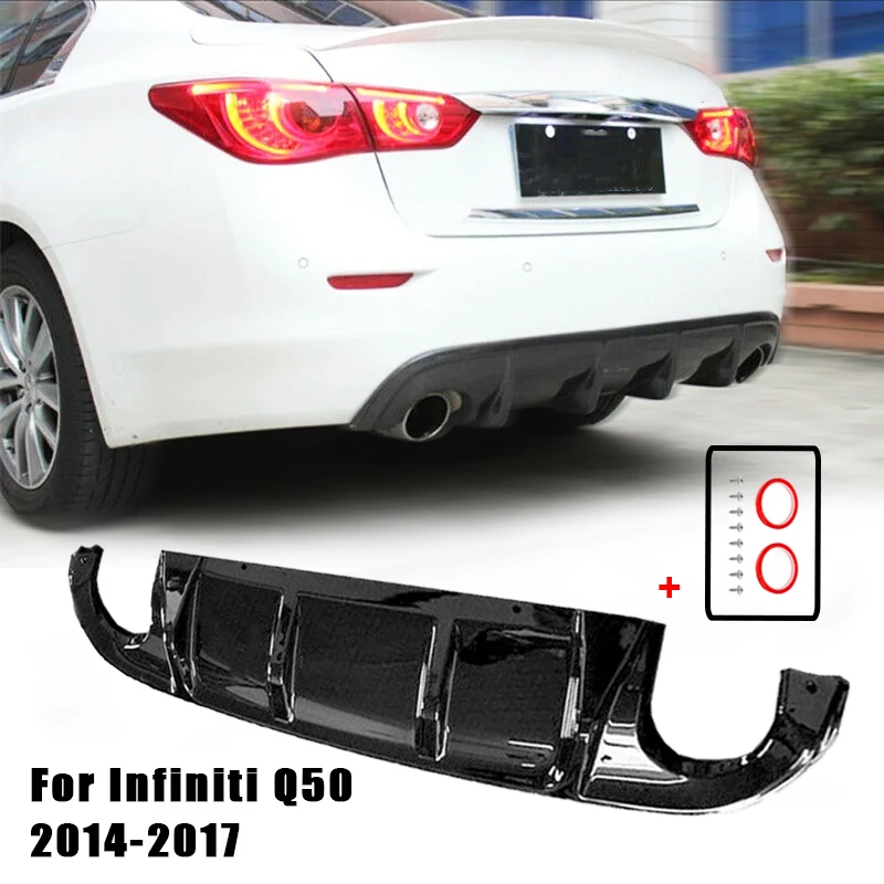 

Rear Bumper Diffuser Lip For Infiniti Q50 2014-2017 Gloss/Matte Black/Carbon Fiber Look Car Tail Boot Spoiler Splitter Protector