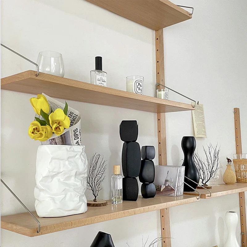 Home Crafts Decor Vase Nordic Wrinkled Paper Bag Vase Flower Pot Vase Flowers Art Decor Insert desk Ornaments Best Gift