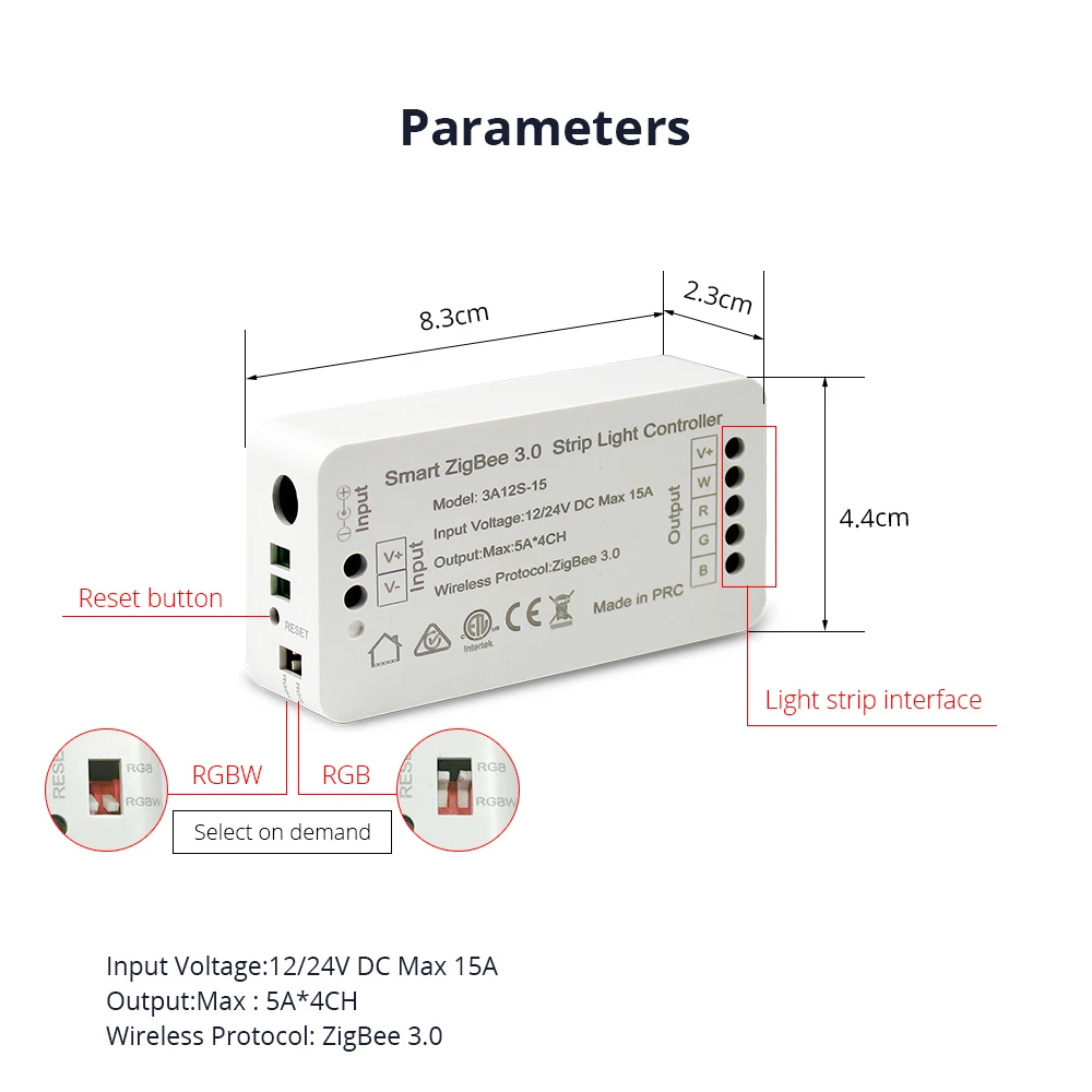 Zemismart Smart Strip Light Driver Zigbee 3.0 RGBW LED Strip Controller DC12V 24V APP Control  Work with Echo plus Smarthings