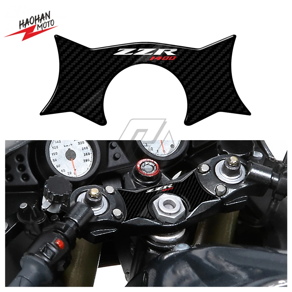 For Kawasaki ZZR1400 2006-2011 3D Carbon Fiber Triple Tree Yoke Cover Protector Tank Pad