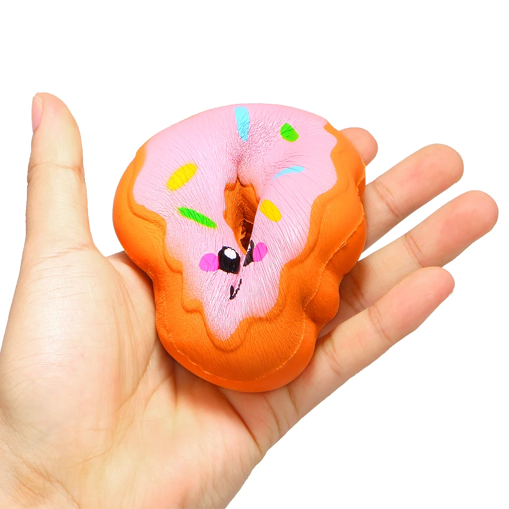 New 10*10CM Cute Smiley Donut  Food Squishy Slow Rising Cream Scented Squeeze Toy  Stress Relief exquisite for kids Xmas gifts