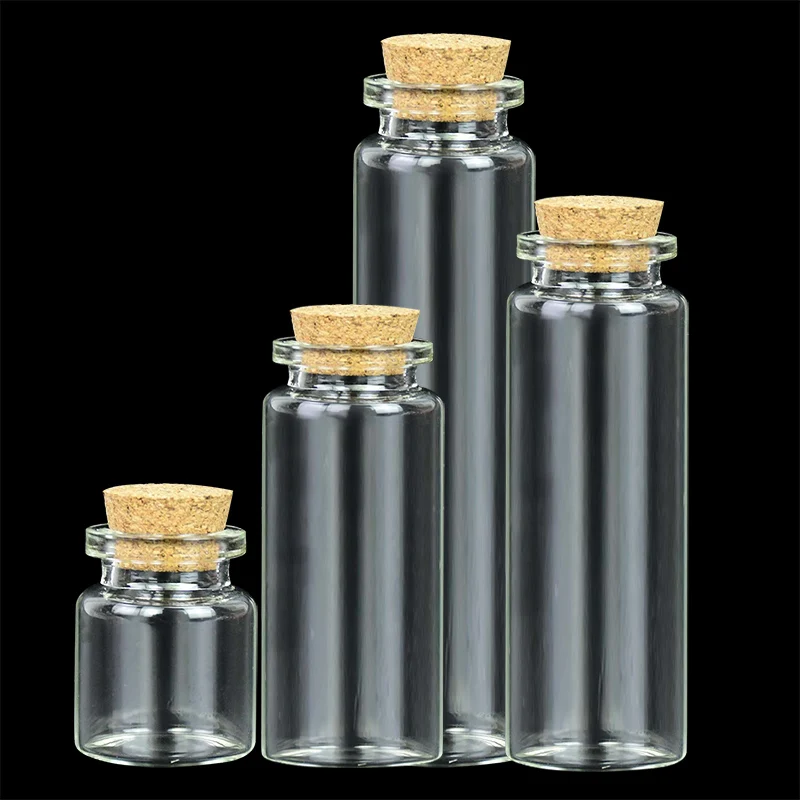 5pcs 5/10/14/20ml Mini Clear Glass Drifting Bottles With Cork Stopper Small Jars For Christmas Wedding Birthday Party Decoration