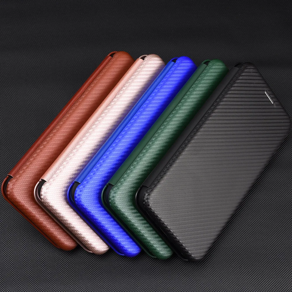 Funda con tapa magnética de fibra de carbono para IPhone, 15, 14, 13, 12 Pro Max, Mini, 11 SE, XS, XR, X Max, 6, 6S, 7, 8 Plus, tarjetero